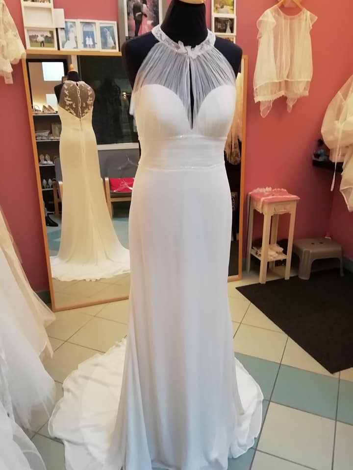 Robe Neuve Taille 44 Chic Blanc/marine - Longueur Genou, Sans Marque